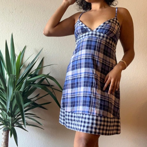 Mossimo Supply Co. Dresses & Skirts - NEW Mossimo Supply Co. Blue, White & Pink Plaid Sleeveless Dress MEDIUM